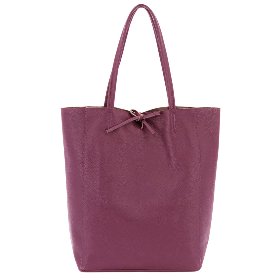 Plum Pebbled Leather Tote Shopper