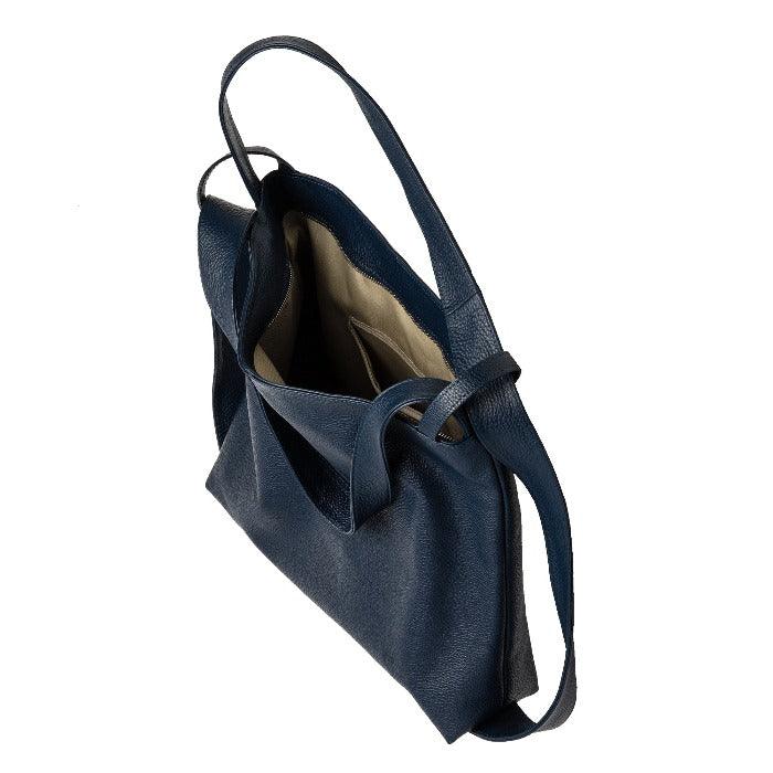 Navy Pebbled Leather Tote Shopper/Backpack – Adaptable & Elegant by Sostter at brixbailey.com