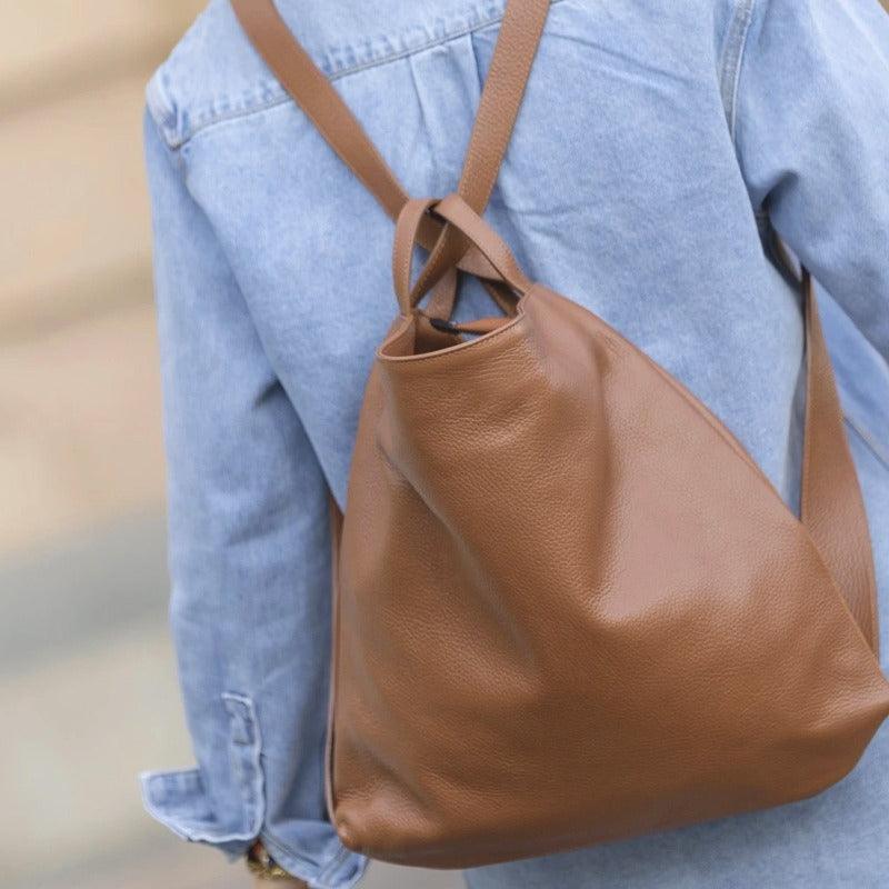 Navy Pebbled Leather Tote Shopper/Backpack – Versatile & Elegant by Sostter at brixbailey.com