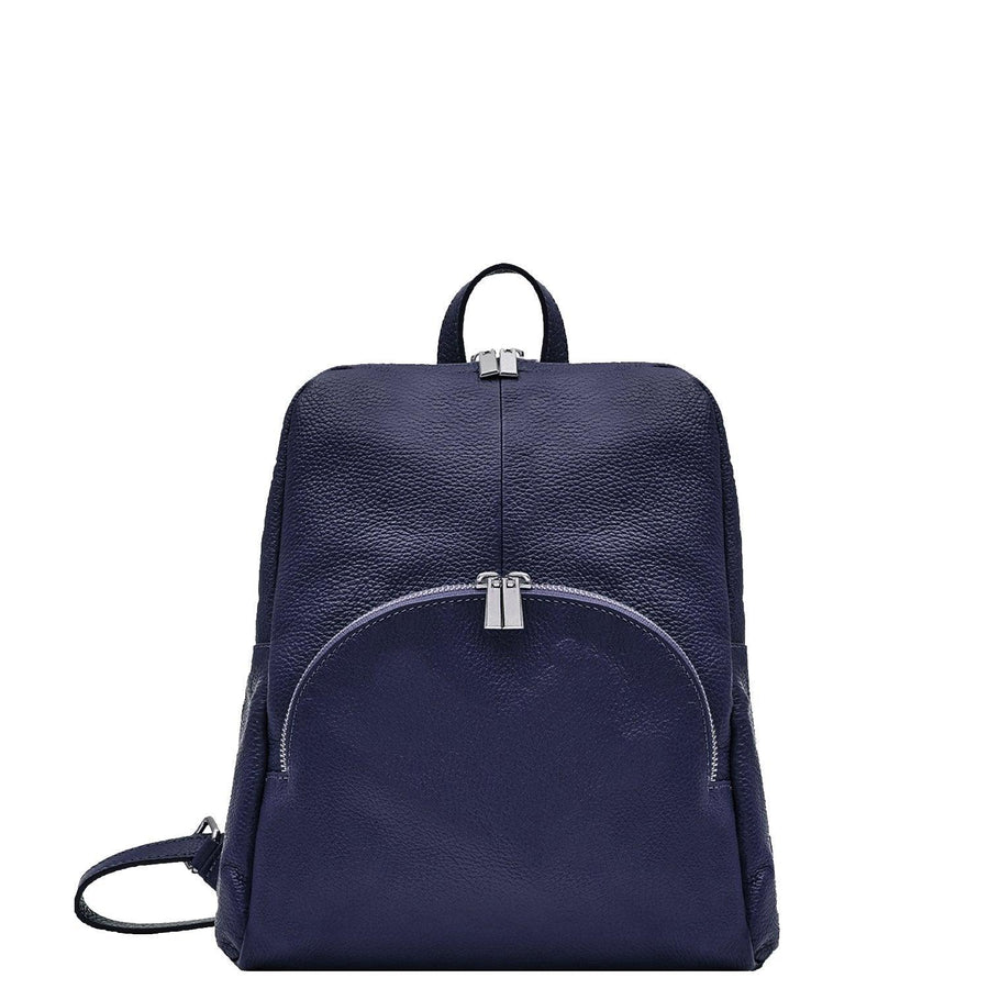 Navy Small Pebbled Leather Backpack - Brix + Bailey