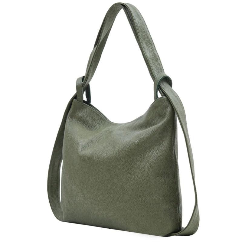 Olive Pebbled Leather Tote Backpack – Versatile & Stylish by Sostter at brixbailey.com