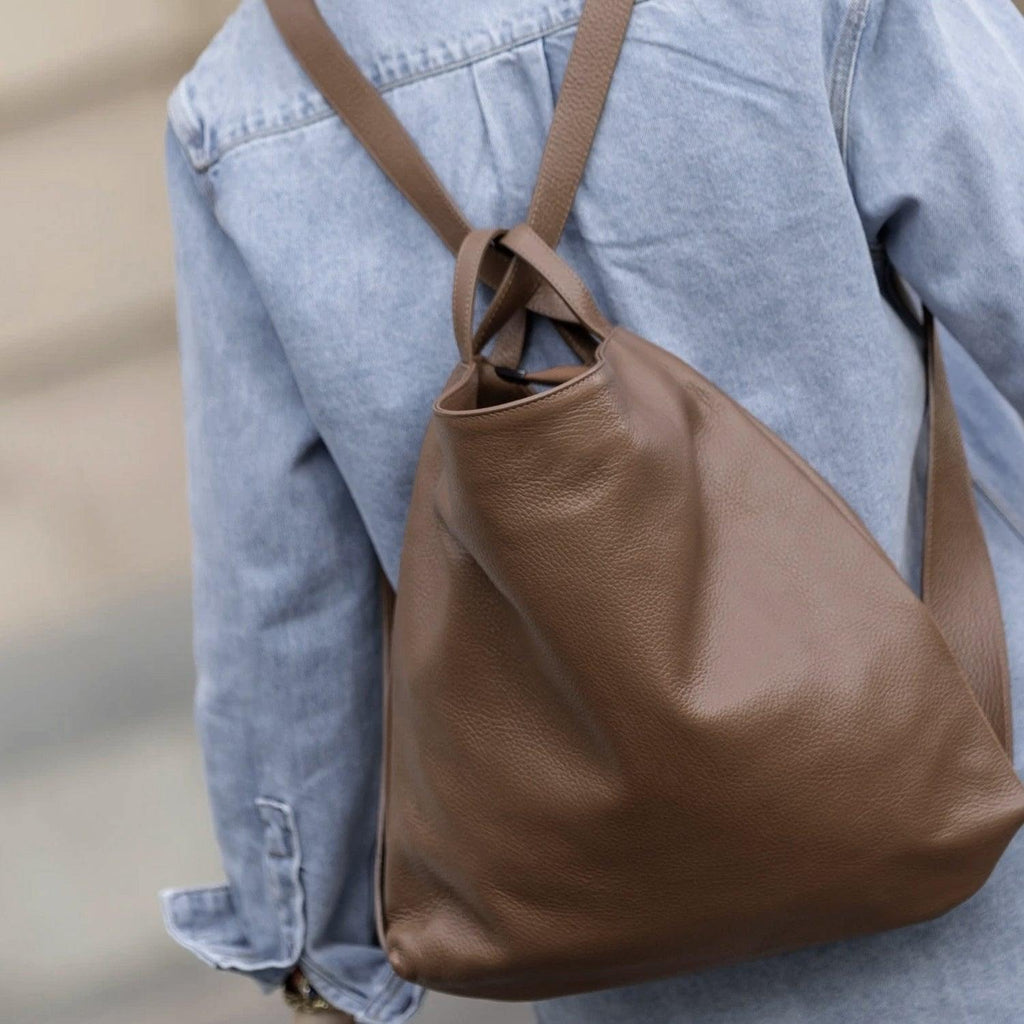 Olive Pebbled Leather Tote Backpack – Versatile & Chic by Sostter at brixbailey.com