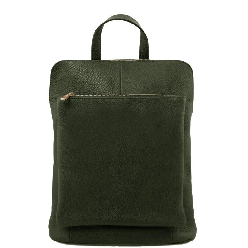Olive Pebbled Leather Backpack – Elegant & Versatile by Sostter at brixbailey.com