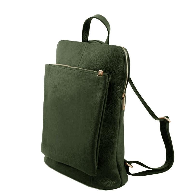 Olive Pebbled Leather Backpack – Elegant & Multi-Functional by Sostter at brixbailey.com