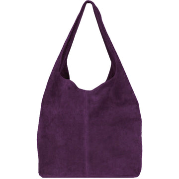 Purple Suede Leather Hobo Boho Shoulder Bag Brix and Bailey Ethical Brand