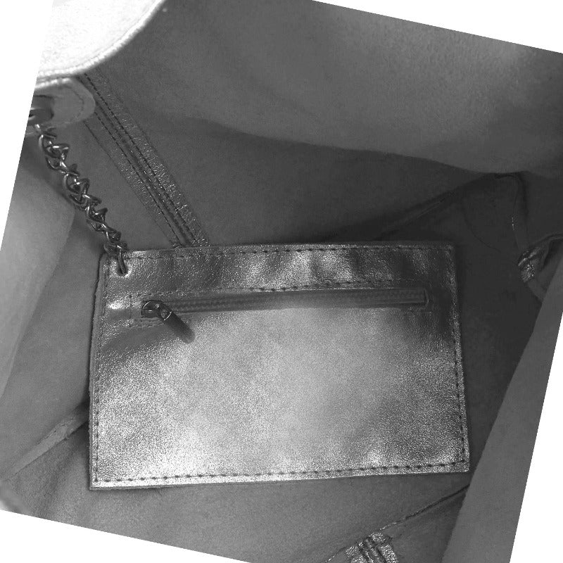 Silver Leather Metallic Hobo Shuolder Bag Sostter