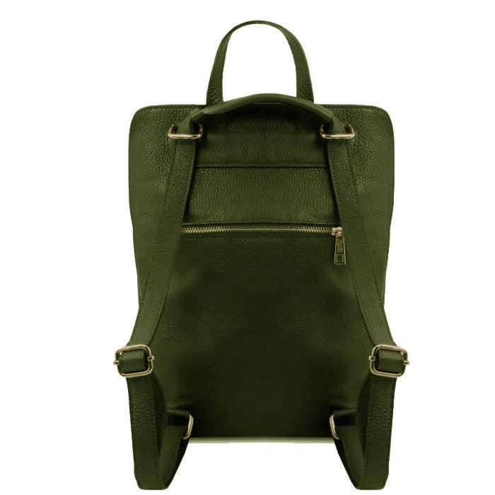 Small Olive Pebbled Leather Backpack – Stylish & Functional by Sostter at brixbailey.com