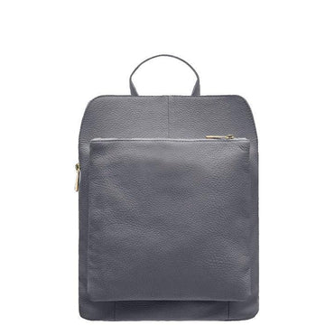 Small Slate Grey Pebbled Leather Pocket Backpack - Brix + Bailey