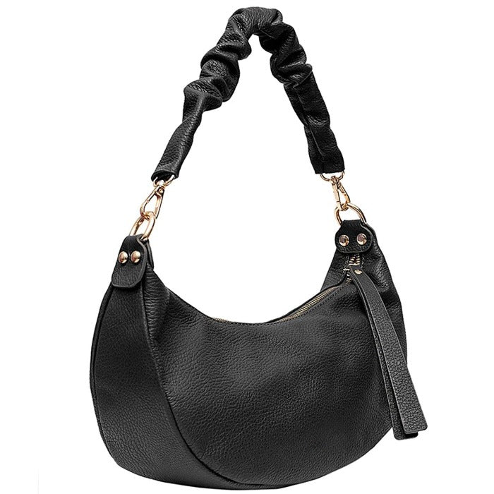 Black Pebbled Baguette Leather Shoulder Bag Sostter Brix Bailey