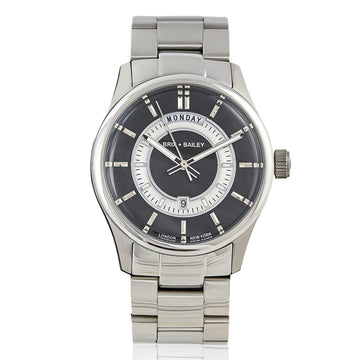 Men's Unisex Black Steel Minimal Classic Wrist Watch Gift Brix and Bailey