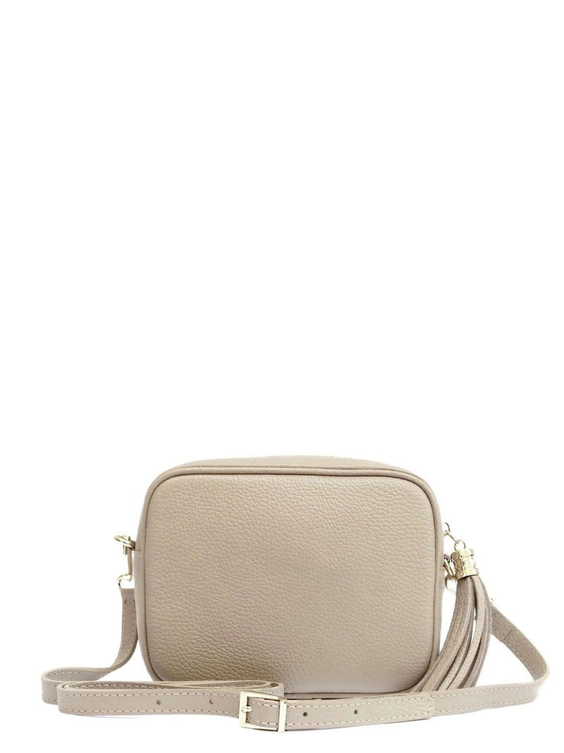 Light Taupe Leather Crossbody Bag – Italian Craftsmanship & Versatile by Sostter at brixbailey.com