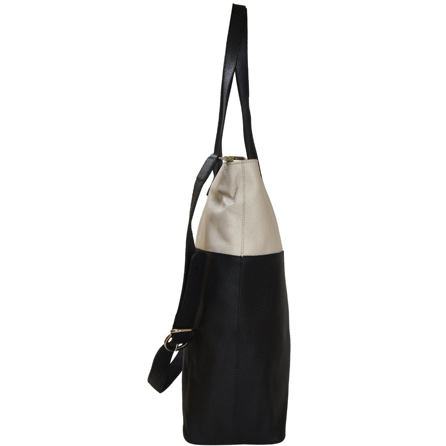 Ivory And Black Two Tone Leather Tote Brix and Bailey Ethical Brand