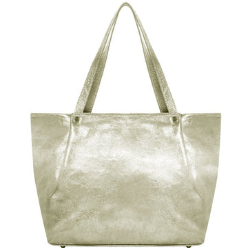 Gold Horizontal Zipped Leather Tote Brix Bailey