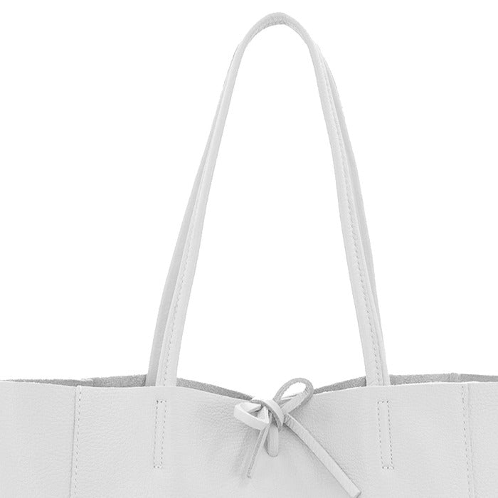 White Pebbled Leather Tote Shopper Brix Bailey