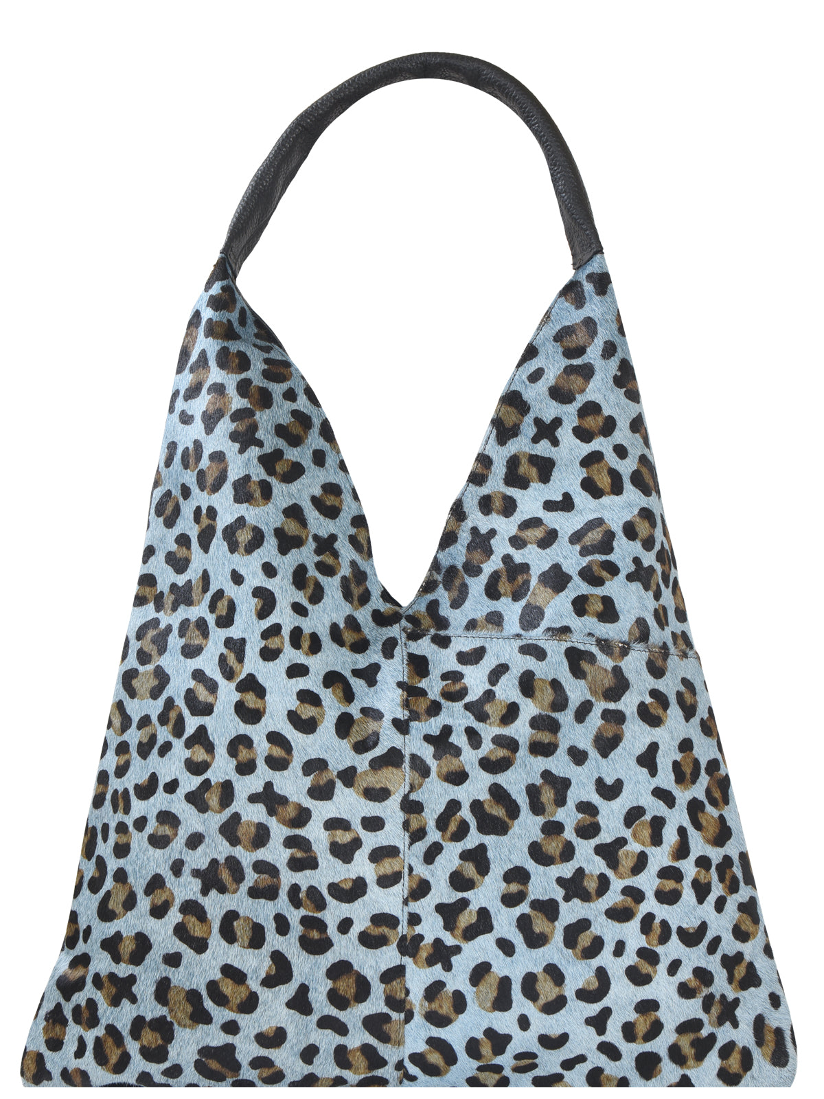 Blue Leopard Cowhide Leather Boho Leather Bag Brix Bailey Ethical Sustainable Bag Brand