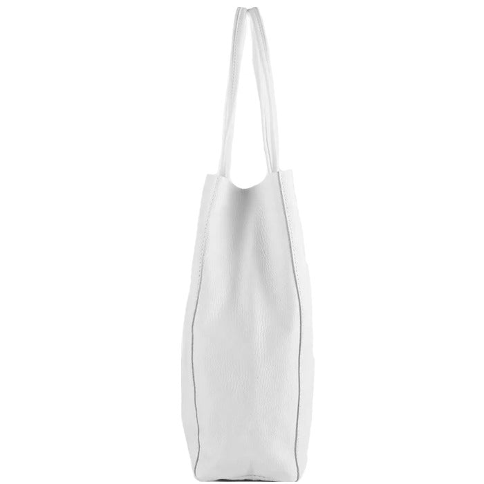 White Pebbled Leather Tote Shopper Brix Bailey